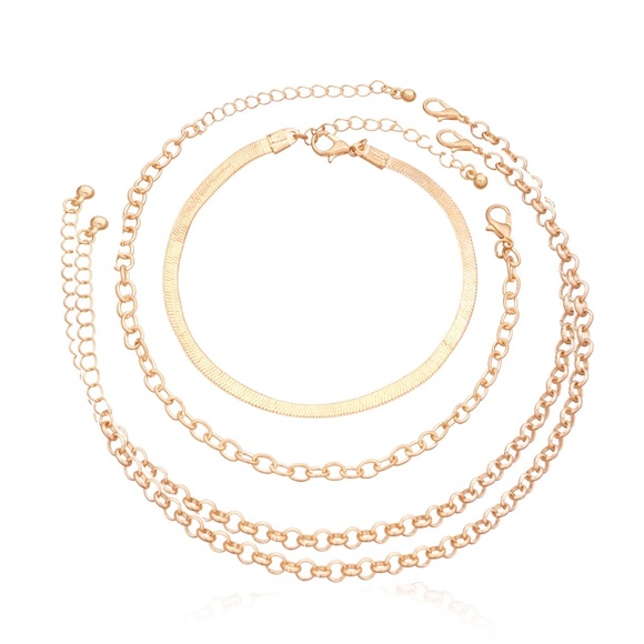 Luminous 4 Piece Snake Chain, Rolo chain, Oval Chain Anklet Set - Picture 6 of 6